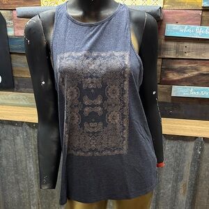 Roxy Navy Tank Top with Tan Paisley Graphic